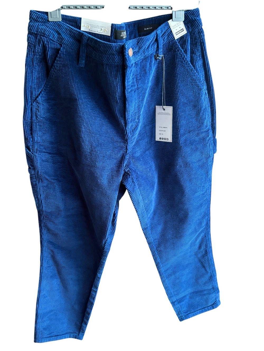Judy Blue High Waist Slim Fit Corduroy Utility Pants Blue Size 30 NWT